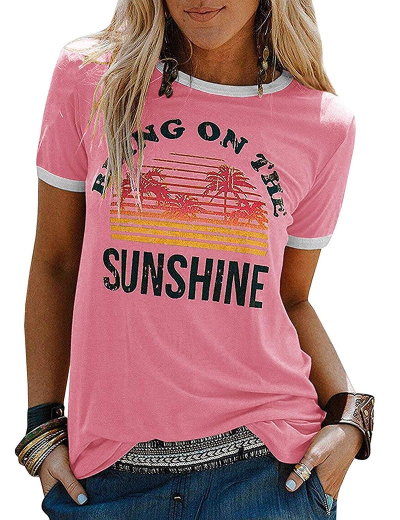 Nlife Bring On The Sunshine Graphic Short Sleeves Tees Blouses for Women Tops Sweaters for Women - Image 1